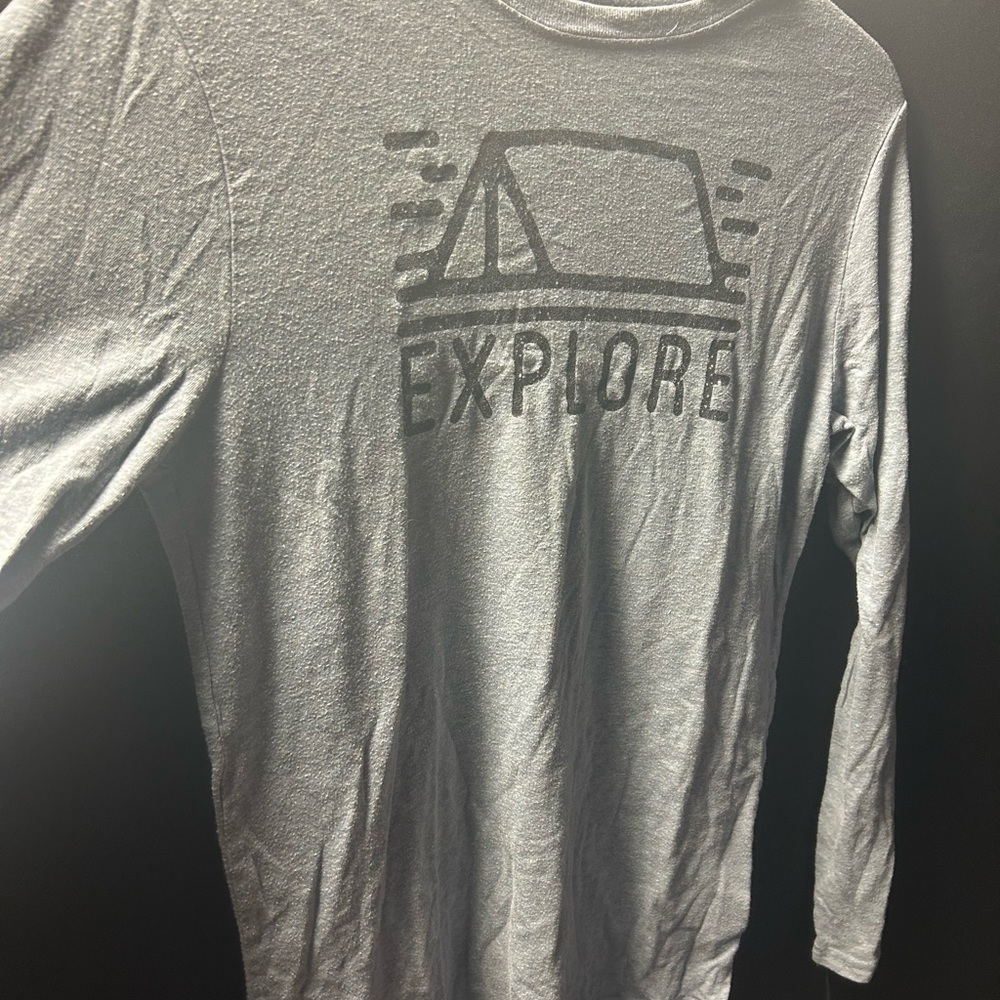Threads 4 Thought Gray Long Sleeve Tee with 'Explore' Tent Graphic